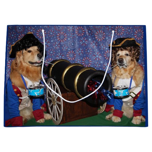 Golden Retriever, 4 juli koloniale drummers Groot Cadeauzakje (Voorkant)