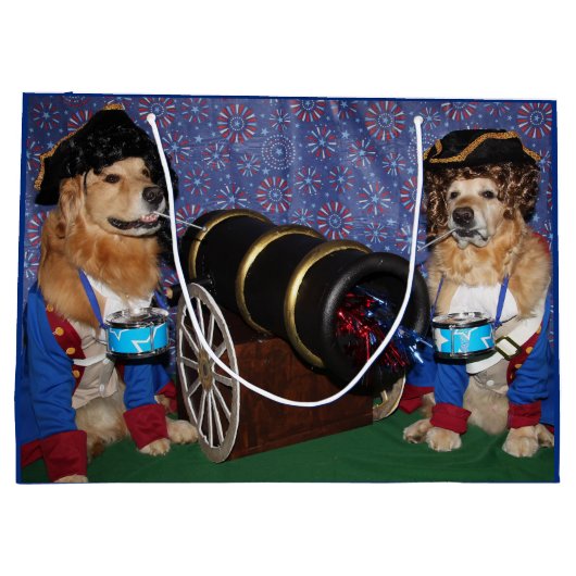 Golden Retriever, 4 juli koloniale drummers Groot Cadeauzakje (Achterkant)