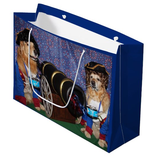Golden Retriever, 4 juli koloniale drummers Groot Cadeauzakje (Voorkant Gekanteld)