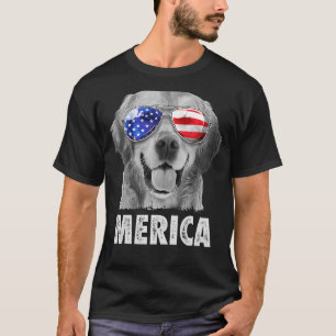 Golden Retriever 4 juli Merica Amerikaanse vlag T-shirt