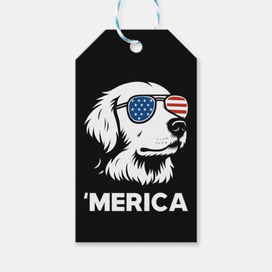 Golden Retriever 4 juli Verenigde Staten Cadeaulabel (Voorkant)
