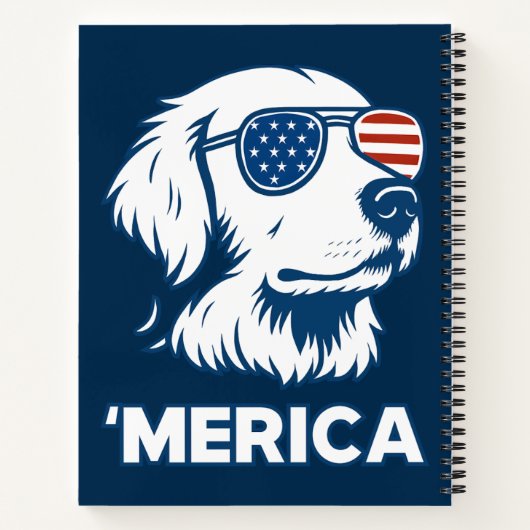 Golden Retriever 4 juli Verenigde Staten Notitieboek (Achterkant)