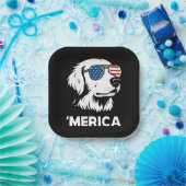 Golden Retriever 4 juli Verenigde Staten Papieren Bordje (Feest)