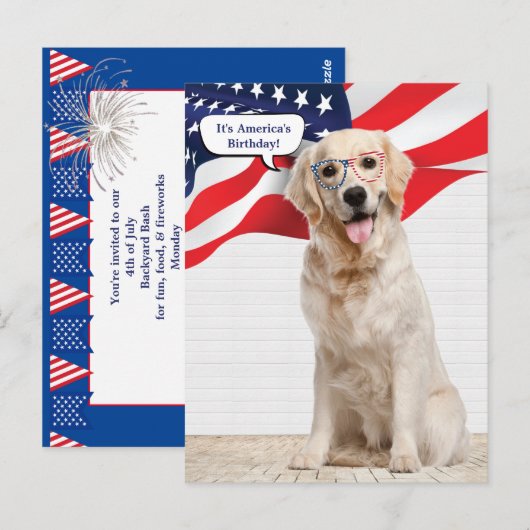 Golden Retriever 4e juli Briefkaart (Voorkant / Achterkant)