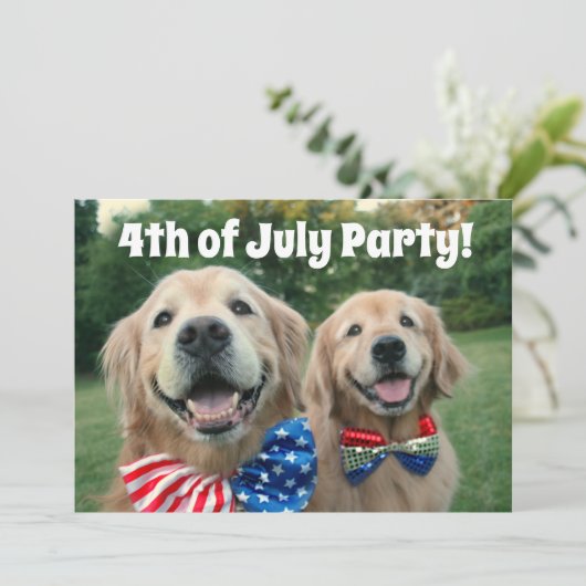 Golden Retriever 4e juli Kaart (Staand voorkant)