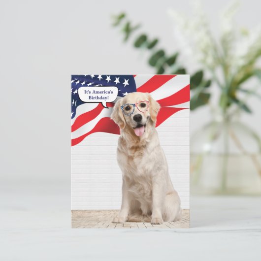 Golden Retriever 4e juli Kaart (Staand voorkant)
