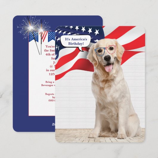 Golden Retriever 4th van juli Feestvakantie Kaart (Voorkant / Achterkant)