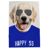 Golden Retriever 55th Birthday Medium Gift Bag Cadeauzakje (Voorkant)