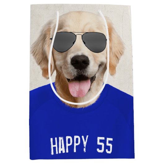 Golden Retriever 55th Birthday Medium Gift Bag Medium Cadeauzakje (Voorkant)
