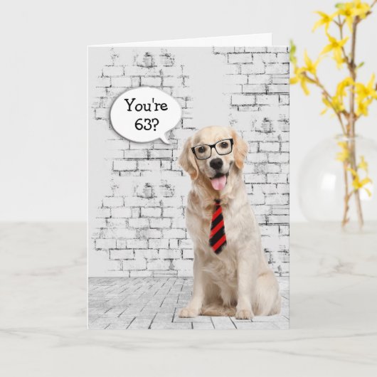 Golden Retriever 63rd Birthday Humor Kaart (Gele Bloem)