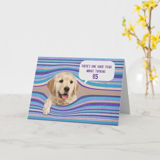 Golden Retriever 85th Birthday Humor Card Kaart (Gele Bloem)