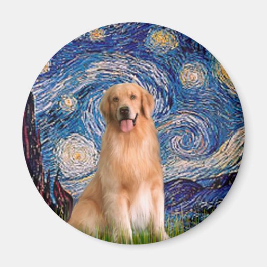 Golden Retriever 8 - Sterrennacht Magneet (Voorkant)