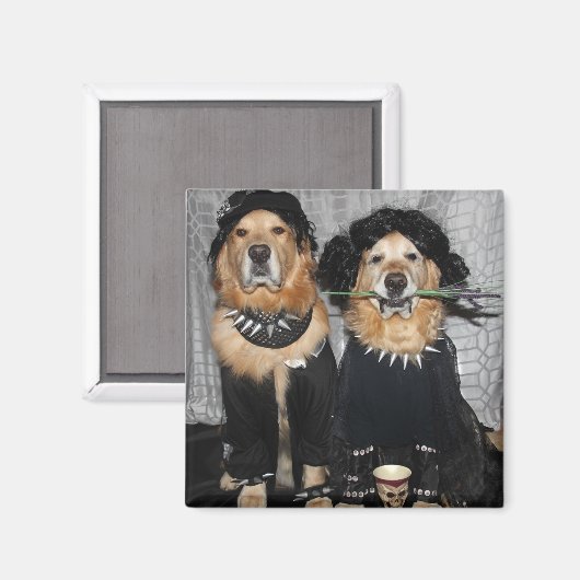 Golden Retriever aan de Gothic kant Magneet (Voorkant / Achterkant)