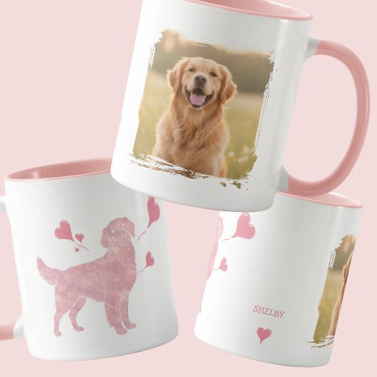 Golden Retriever Aangepaste Foto & Naam Valentijn Mok