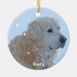 Golden Retriever - Aangepaste foto voor kerstversi Keramisch Ornament
