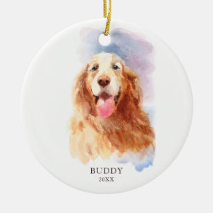 Golden Retriever - Aangepaste naam hond - Kerstmis Keramisch Ornament