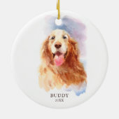 Golden Retriever - Aangepaste naam hond - Kerstmis Keramisch Ornament (Achterkant)
