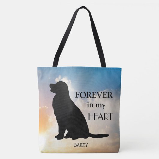 Golden Retriever aangepaste naam Memorial Silhouet Tote Bag (Voorkant)