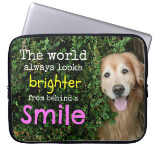 Golden Retriever achter een glimlach Laptop Sleeve