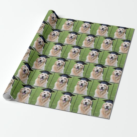 Golden Retriever Afstuderen Cadeaupapier (Uitgerold)