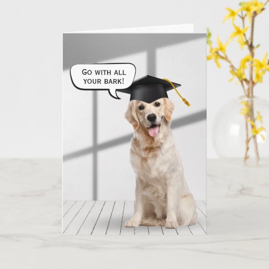 Golden Retriever Afstuderen hout Kaart (Gele Bloem)