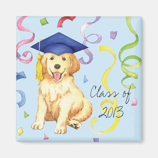Golden Retriever Afstuderen Magneet (Voorkant)