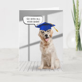 Golden Retriever Afstuderen met blauw Pet Kaart (Voorkant)