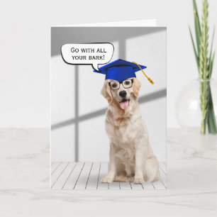 Golden Retriever Afstuderen met blauw Pet Kaart