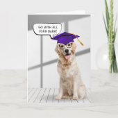 Golden Retriever Afstuderen met Paars Pet Kaart (Voorkant)