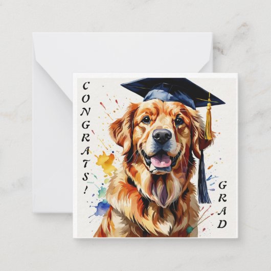 Golden Retriever Afstuderen Notecard Notitiekaartje (Voorkant)