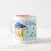 Golden Retriever Afstuderen Tweekleurige Koffiemok (Voorkant links)