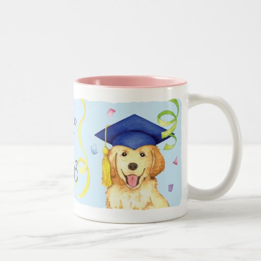 Golden Retriever Afstuderen Tweekleurige Koffiemok (Rechts)
