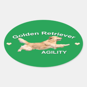 Golden Retriever Agility-sticker Ovale Sticker