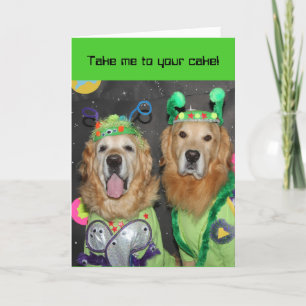Golden Retriever Aliens Verjaardag Kaart