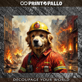 Golden Retriever als brandweerman -  Tissuepapier