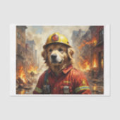 Golden Retriever als brandweerman -  Tissuepapier (Voorkant)
