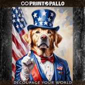 Golden Retriever als Oom Sam met de vlag van de VS Tissuepapier