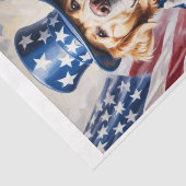 Golden Retriever als Oom Sam met de vlag van de VS Tissuepapier (Detail)