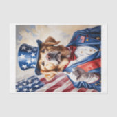 Golden Retriever als Oom Sam met de vlag van de VS Tissuepapier (Voorkant)