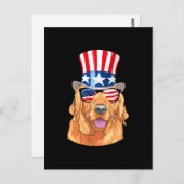 Golden Retriever America, 4e juli Verenigde Staten Briefkaart (Voorkant / Achterkant)