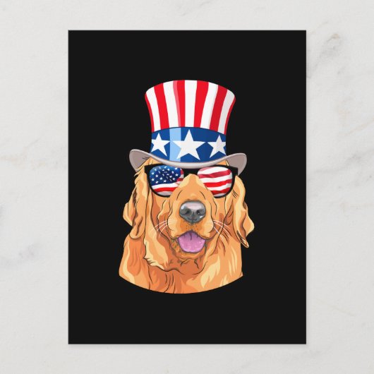 Golden Retriever America, 4e juli Verenigde Staten Briefkaart (Voorkant)