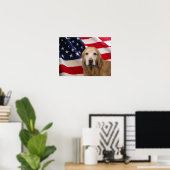 Golden Retriever American Flag Print (Thuiskantoor)