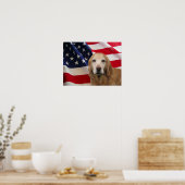 Golden Retriever American Flag Print (Keuken)