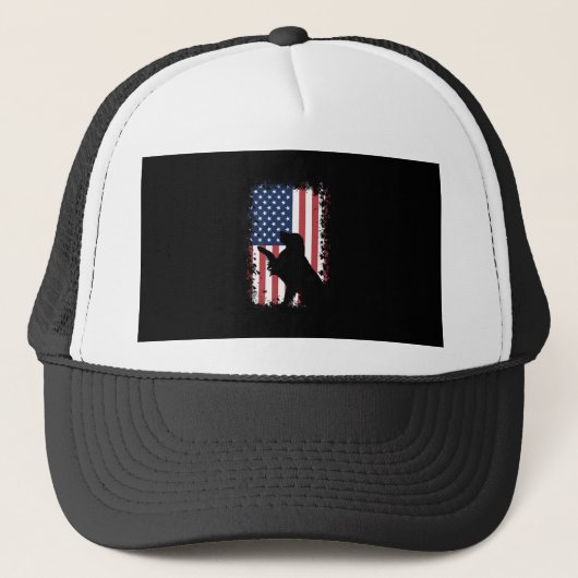 Golden Retriever American Flag Silhouette Trucker Pet (Voorkant)