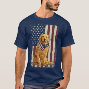 Golden Retriever Amerikaanse vlag Bandana 4 juli T-shirt