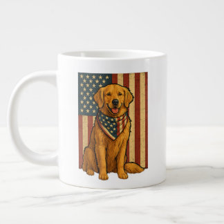 Golden Retriever Amerikaanse Vlag Grote Koffiekop