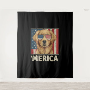 Golden Retriever 'Amerikaanse vlag Wandkleed