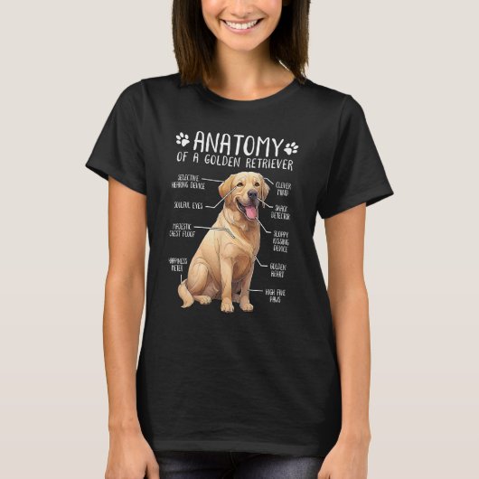Golden Retriever Anatomy Dog Owner T-shirt (Voorkant)