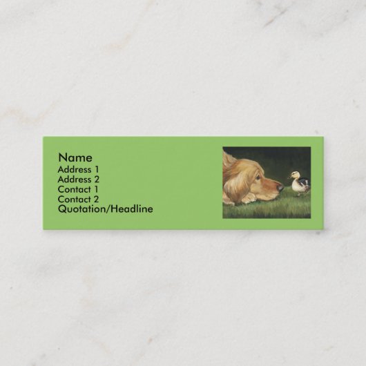 "Golden Retriever and Ducking"-label voor honden Mini Visitekaartje (Voorkant)
