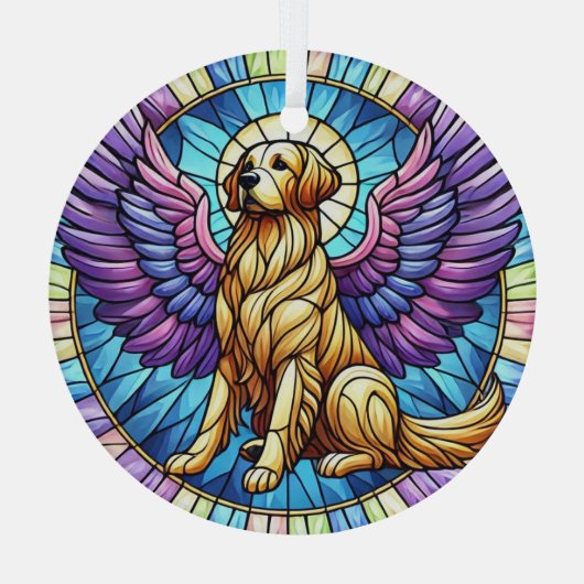 Golden Retriever Angel Blue Suncatcher Ornament (Achterkant)